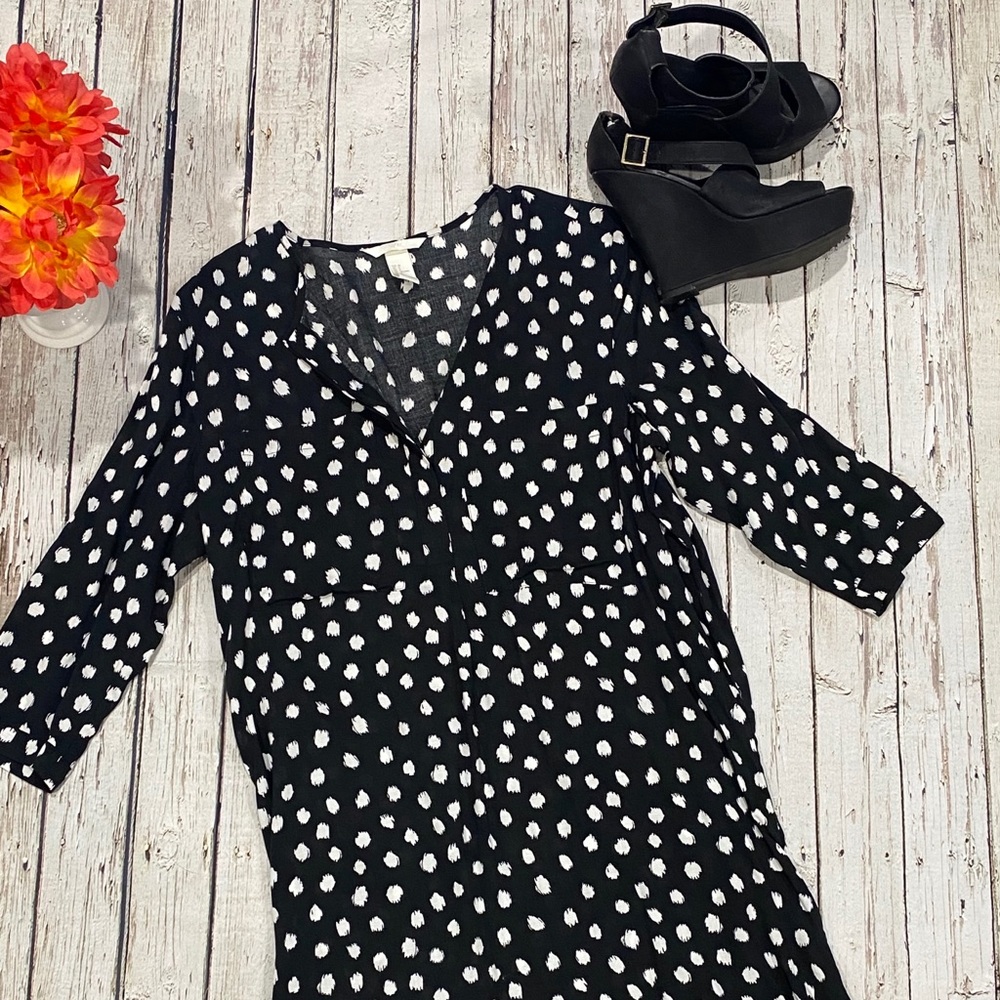 NWOT H&M black and white polka dot dress, size 8